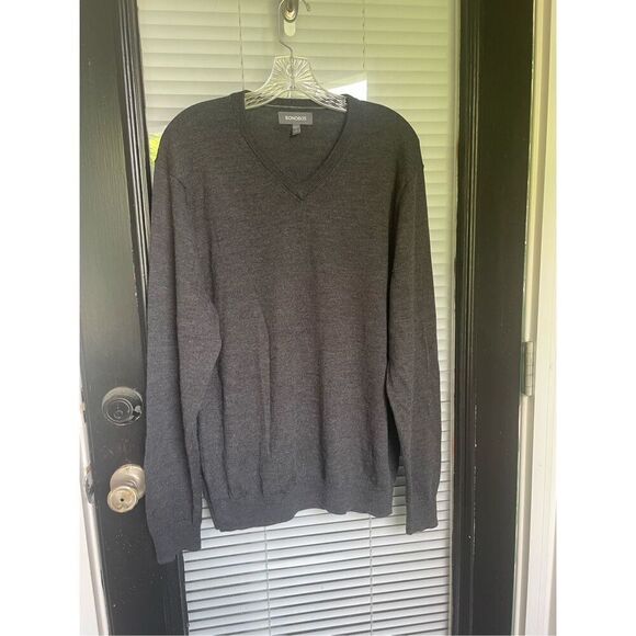 Bonobos Men V Neck Pullover Sweater 100% Extra Fine Merino Wool L Gray - Picture 4 of 9